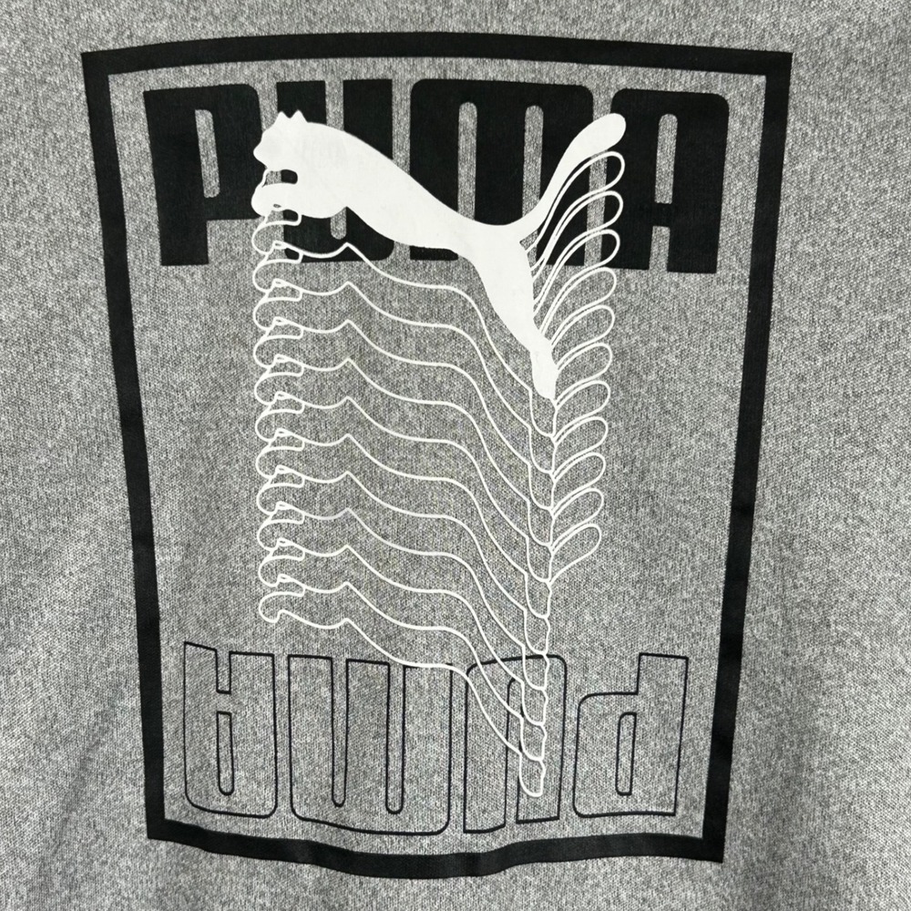 Puma Boys Gray Heathered Graphic Hooded Performance Tee Shirt Size 4 PBF22-04683